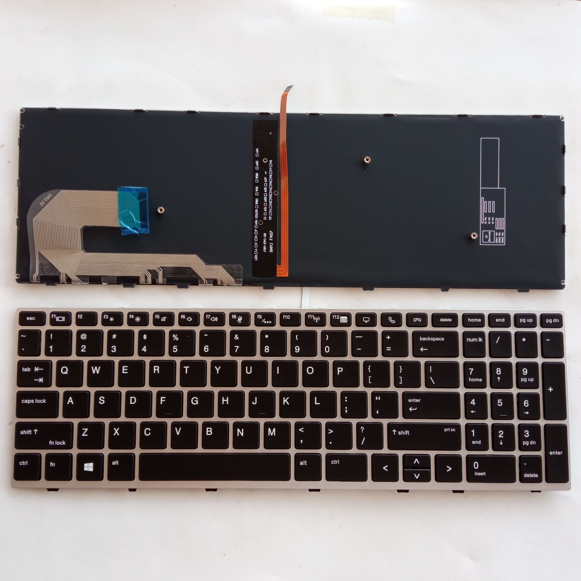 Picture of New Replacement Laptop Keyboard For HP 850G5/850G6 SILVER FRAME BLACK Backlit (OEM) US Layout
